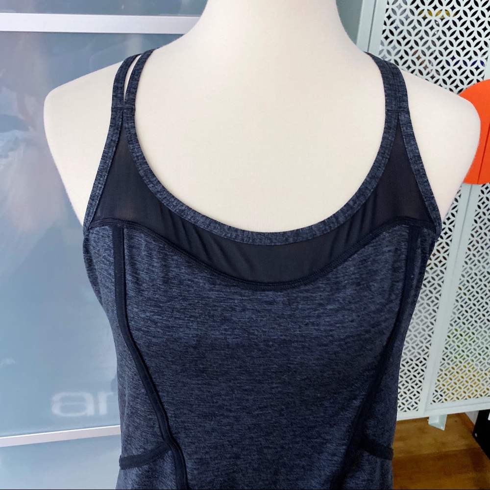 Zella Strappy Mesh Shelf Bra Active Tank in Grey - Picture 3 of 7